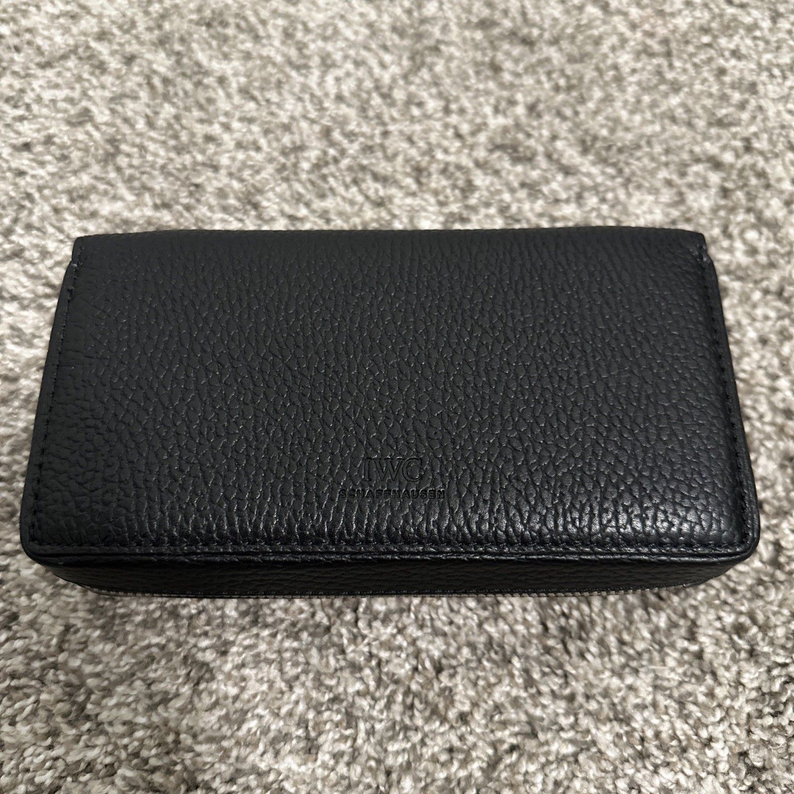 Iwc International Watch Company Black Leather Case W Two Watch Travel Pouch